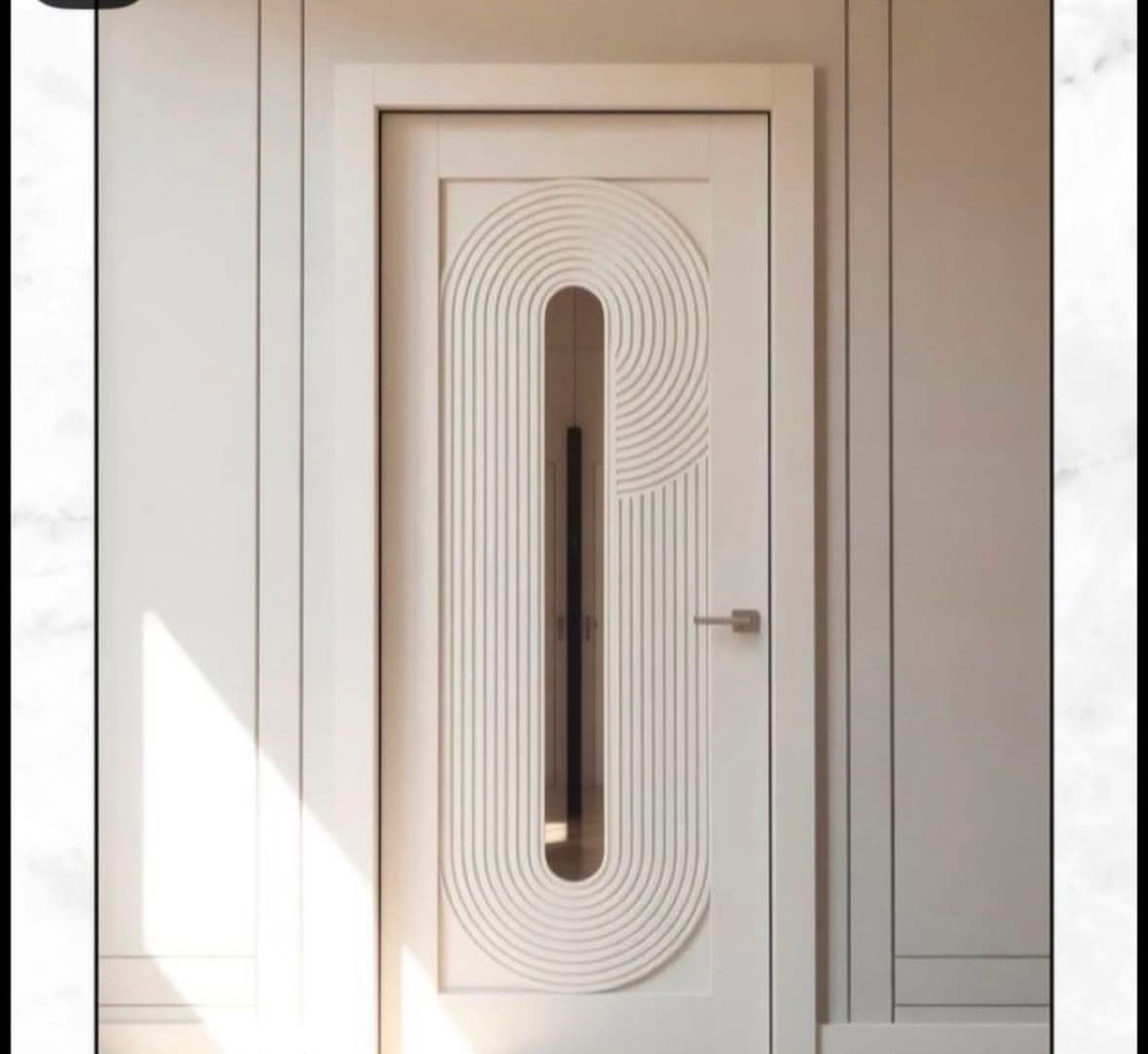 Modern Beyaz Kemer Desenli Camlı İç Kapı